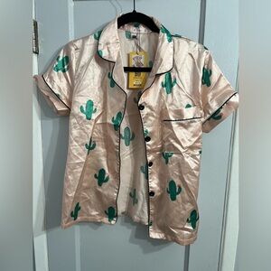 SHEIN Cactus Print Satin PJ Top